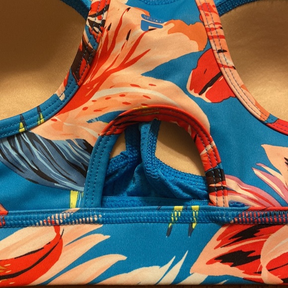 Small Fila Sport Racerback Bra Bright Back Keyhole Red Pink Blue Green Vent Grey - Picture 6 of 10